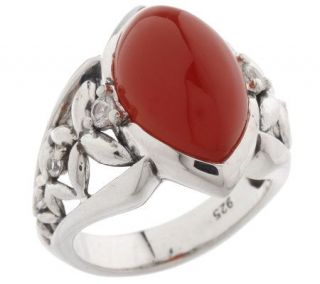 Ann King Sterling Carnelian & White Sapphire Accent Ring —