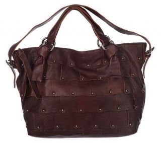B. Makowsky Glove Leather Patchwork Design Double Handle Tote —