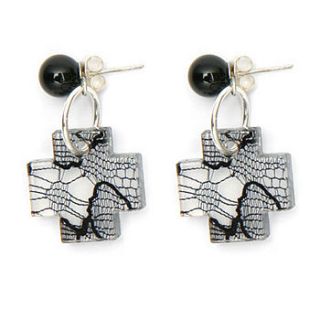 lace cross earrings  by float jewellery