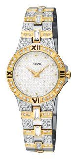 Pulsar Women's PTA366 Crystal Accented Two Tone Stainless Steel Watch Pulsar Watches