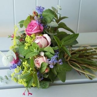 pink scented rose & herb bouquet by the artisan dried flower company