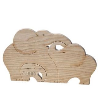 hand carved personalised elephant jigsaw by marbletree