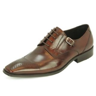 Natazzi Italian Napa Calfskin Leather Shoes Hand Made Men's Blucher Lace Up Wingtip Oxford Model Pisa L 3030 Antique Brown (9 D(M) US / 42 (M) EU) Shoes