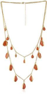 Leslie Danzis Orange Resin and Multi Strand Necklace Chain Necklaces Jewelry