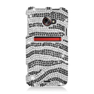 Eagle Cell PDHTCEVOONEF370 RingBling Brilliant Diamond Case for HTC EVO 4G LTE/EVO One   Retail Packaging   Black/Siver Zebra Cell Phones & Accessories