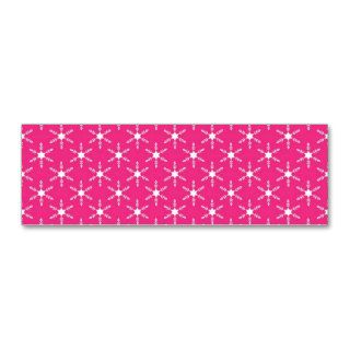 Retro Christmas Pink Snowflakes Pattern Business Card Template