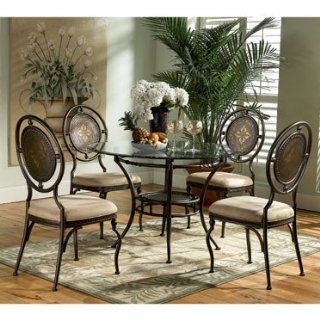 5 Pc. Basil Dining Set 364 410 Table Pedestal + GC3 Glass Top + (4) 364 434 Chairs Home & Kitchen