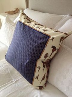 vintage scarf pheasant design cushion by teacosy home