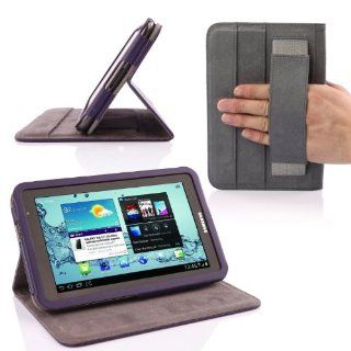 SUPCASE Premium Ultra Slim Frame Design Leather Case Cover (Purple) for Samsung Galaxy Tab 2 7.0 inch Tablet (Elastic Hand Strap; Multi Angle Stand)   Touch Screen Tablet Computer Cases