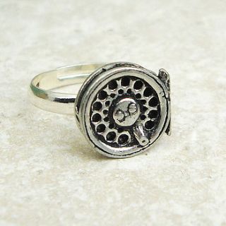 fly fishing reel ring antiqued pewter by wild life designs