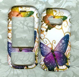 Purple Butterfly Rubberized AT&T LG NEON GT365 PHONE COVER Cell Phones & Accessories