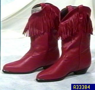Durango Womens Red Fringed Leather Cowboy Boots —