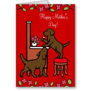 Mom's Chocolate Lab Puppy Duo Cards