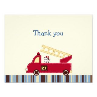 Engine 27 Fire Truck Puppy Thank You Note Cards Announcements