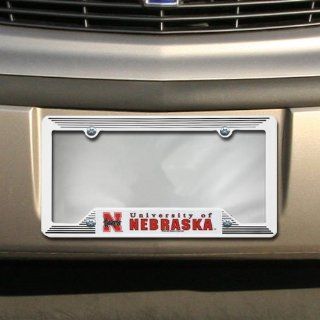 NCAA Nebraska Cornhuskers White Plastic License Plate Frame  Sports Fan Automotive Flags  Sports & Outdoors