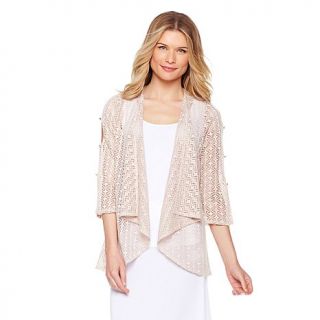 Slinky® Brand Crochet Jacket with Button Sleeve Detail
