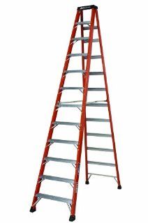 Louisville Ladder FS1412HD 375 Pound Duty Rating Fiberglass Step Ladder, 12 Foot   Stepladders  