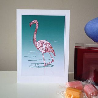 flamingo greeting card by nancy edwards