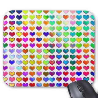 Colorful Valentine Rainbow Hearts Mousepad