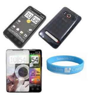 Argyle Smoke Flexi Skin Cover for HTC EVO 4G + HTC EVO 4G Mirror Screen Protector + Wisdom*Courage Wristband Cell Phones & Accessories