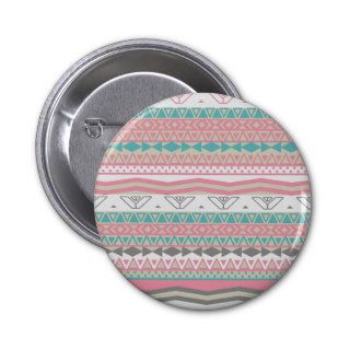 Retro Pink Girly Turquoise Abstract Aztec Pattern Pinback Buttons