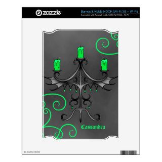 Gothic candelabra Halloween pretty green and gray Decal For The NOOK