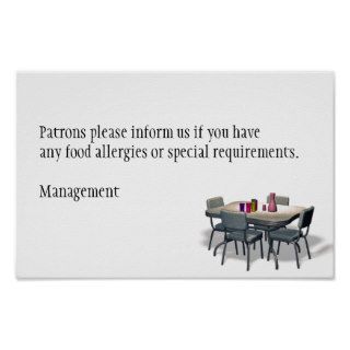 PATRONS FOOD ALLERGY POSTER