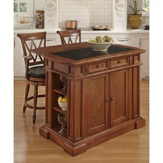 Deluxe Kitchen Island with 2 Bar Stools