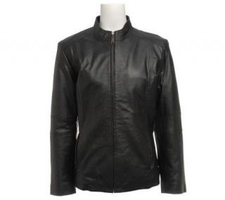 Excelled Ladies Luxury Nappa Leather MandarinCollar Jacket —
