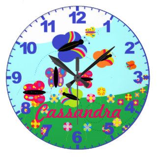 Personalized ANY NAME Butterfly Clock with Numbers
