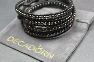 leather wrap charcoal bracelet by decadorn