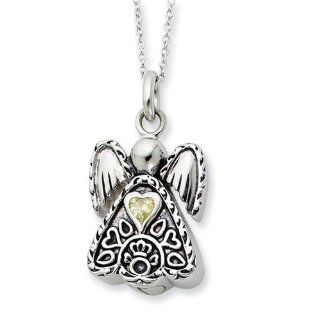 August, Angel Ash Holder Necklace in Sterling Silver Pendant Necklaces Jewelry