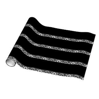 Black & White Stripped Damask Gift Wrapping Paper