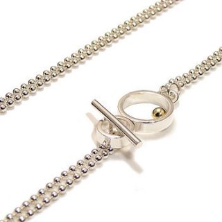 gold ball double chain t bar necklace by machi de waard jewellery
