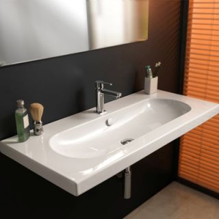 Ceramica Tecla EDO Wide Ceramic Bathroom Sink with Overflow   Art