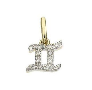 14k Real Gold Diamond Gemini Pendant Charm 17129   Jewelry Boxes
