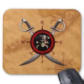 Pirate Skull Compass Rose Mouse Pad