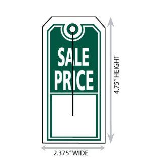 Large (2.375" X 4.75") "Sale Price" Button Slot Merchandise Tag (Hunter Green). Case of 2, 000 Tags.  Blank Labeling Tags 