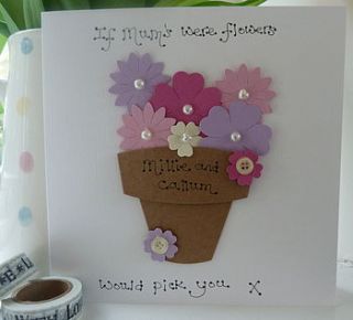 mother's day personalised flowerpot card by kitty's