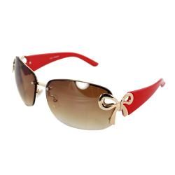 Rimless Red Frame Amber Lens Butterfly Sunglasses Fashion Sunglasses
