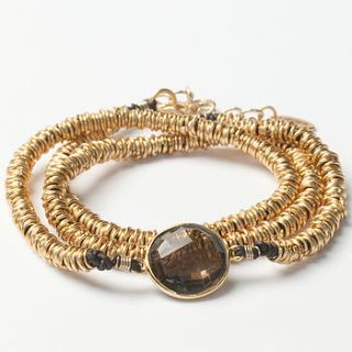 gold and smokey quartz wrap bracelet by ashiana for hurleyburley