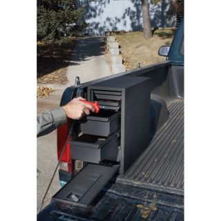 Wel-Bilt Locking Sliding Drawer Steel Truck Box — 5-Drawer, Vertical, Black, Fits 8ft. Bed, 21in.L x 8 1/2in.W x 19in.H  Truck Box Storage Drawers