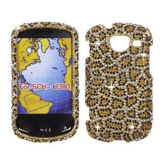 Samsung Brightside U380 U 380 Cover Faceplate Face Plate Housing Snap on Snapon Protective Hard Case Shield FULL Diamonds Jewel Rhinestone Bling GOLD LEOPARD DESIGN Cell Phones & Accessories