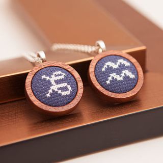 personalised embroidered zodiac necklace by handstitched with love