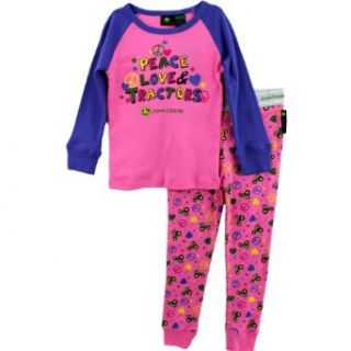 John Deere "Peace, Love & Tractors" Pink Pajamas S(4) L(6X) Pants Pajamas Sets Clothing