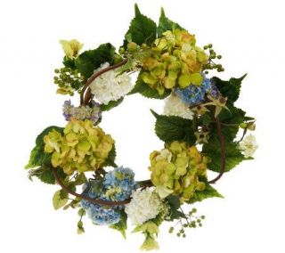 Hydrangea 22 inch Floral Wreath by Valerie —