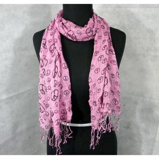 'Peace Sign' Scarf Wrap Medium Pink with Black Peace Signs Scarves & Wraps