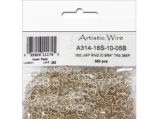 Artistic Wire 18 Gauge Jump Ring, Diameter 9/64 Inch, Tarnish Resistant Silver, 385 Piece