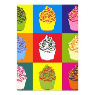 Cute & colorful cupcakes pattern pop art style announcement