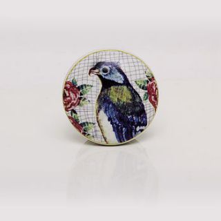 round ceramic brazil bird knob by trinca ferro